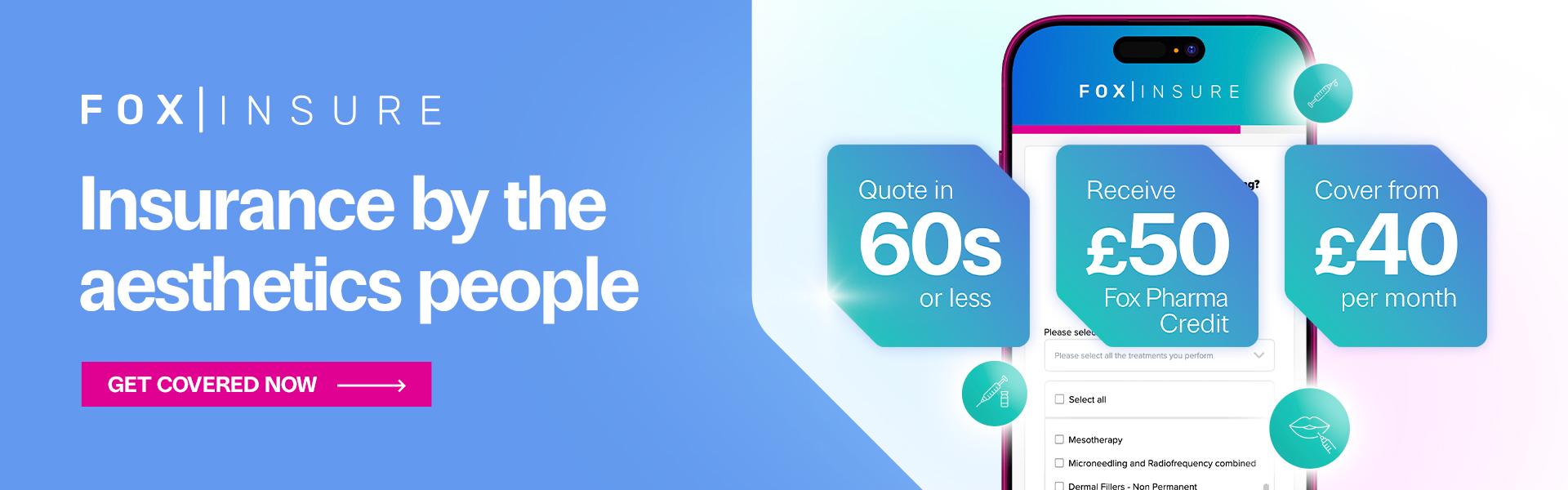 Fox Insure, insurance by the aesthetics people desktop banner